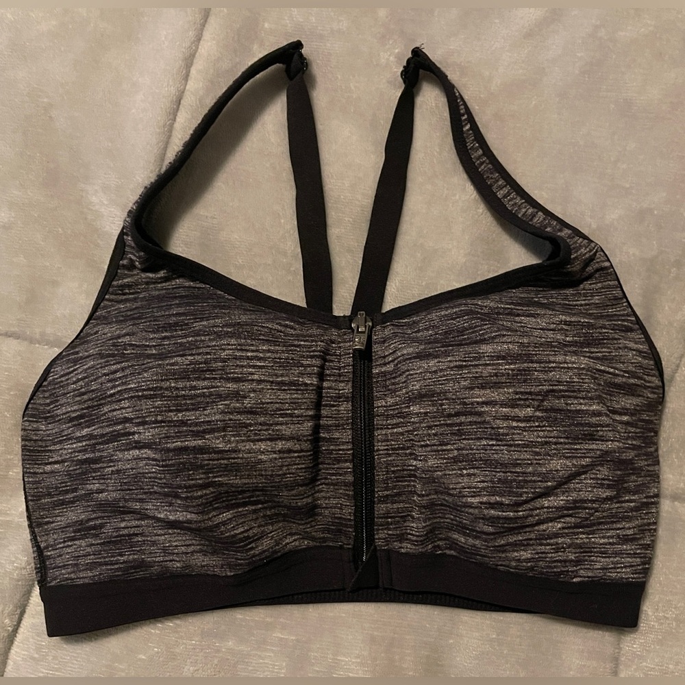 Victoria’s Secret Black and Gray Zip Up Sports Bra